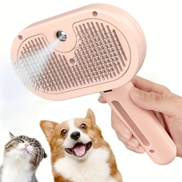 Advanced 3-in-1 Steam Grooming Brush for Dogs & Cats (Self-Cleaning + Massage) ★★★★☆(92)